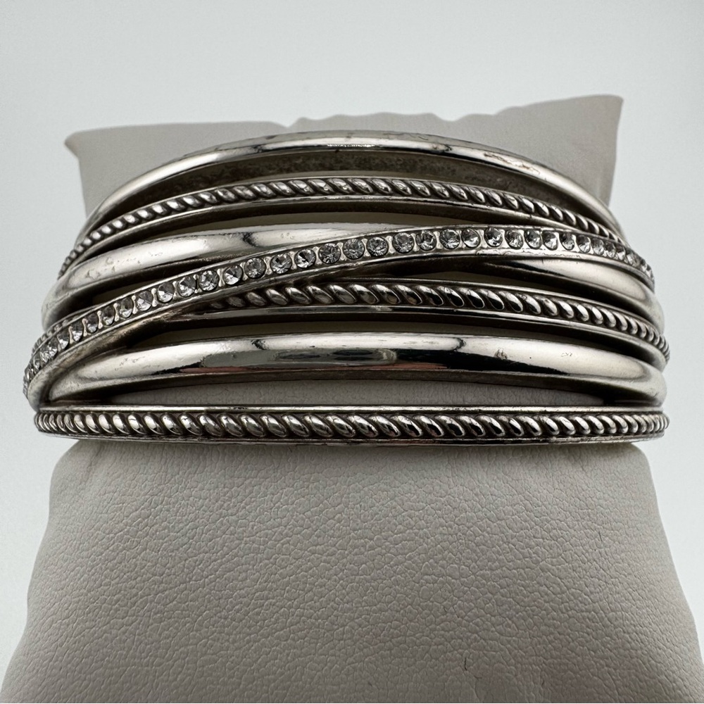 Brighton Silver and Crystal Clamper Style Bracelet Magnetic closure - Picture 6 of 7